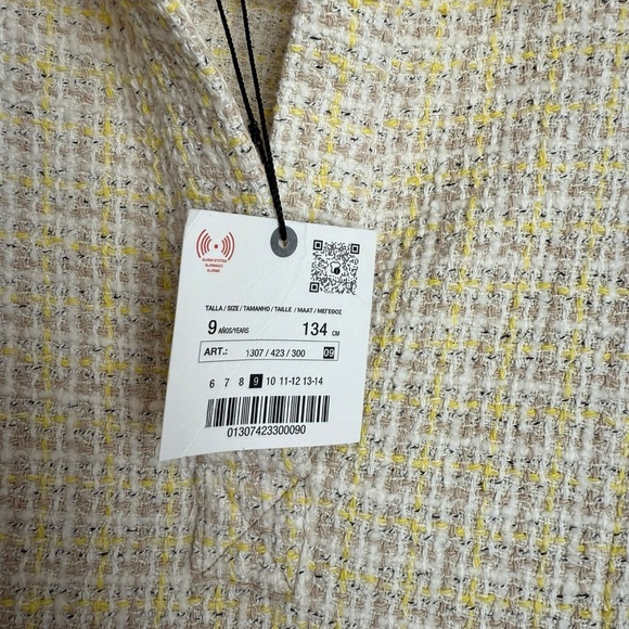 Zara Yellow Tweed Mini Dress Girls 9 Short Sleeve Polo New With Tags Preppy - Picture 10 of 10